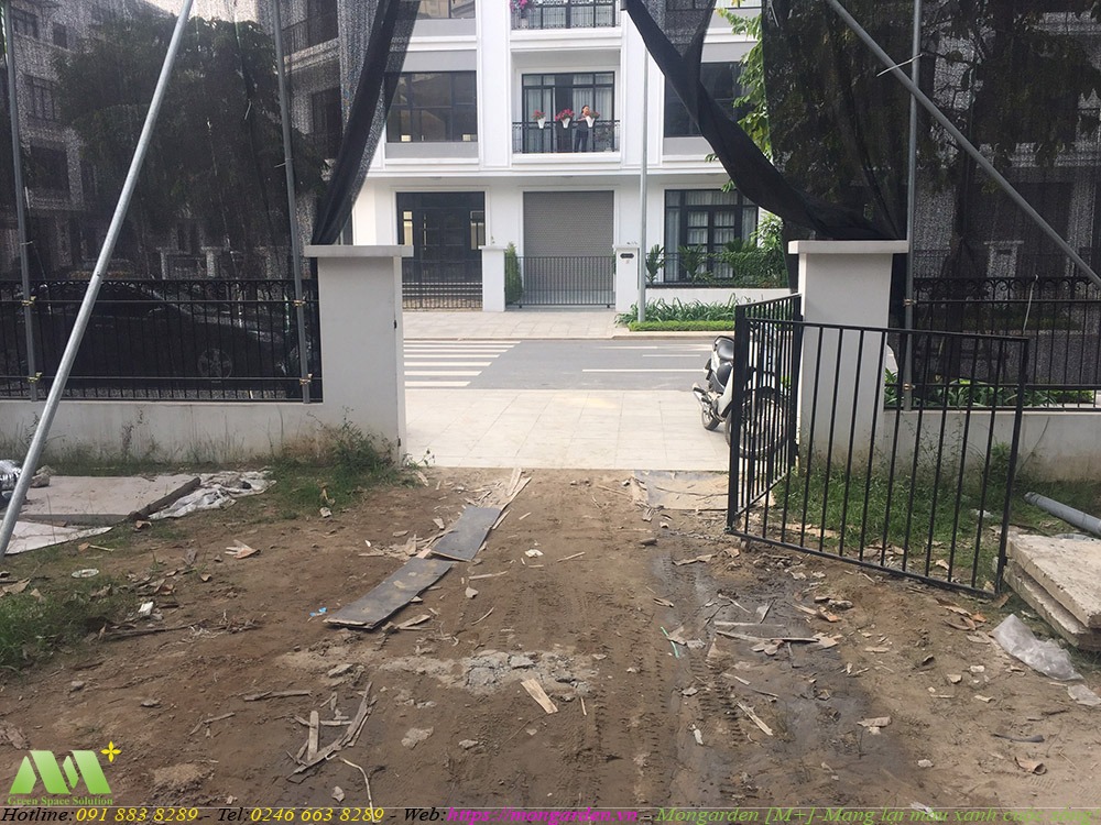 Hiện trạng sân vườn biệt thự nhà chị Dung TP Thái Nguyên