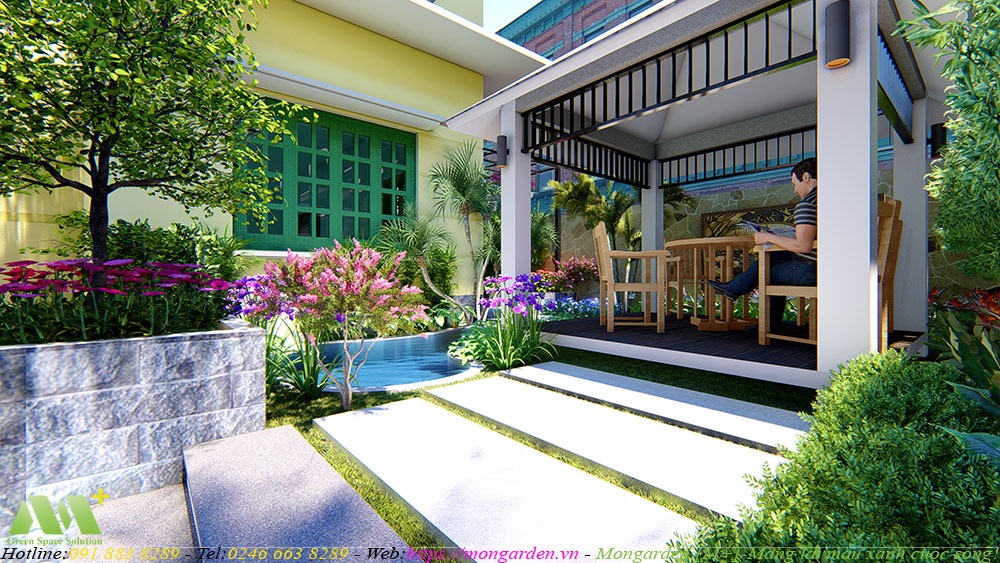Phương án thiết kế concept 3D sân vườn anh Minh