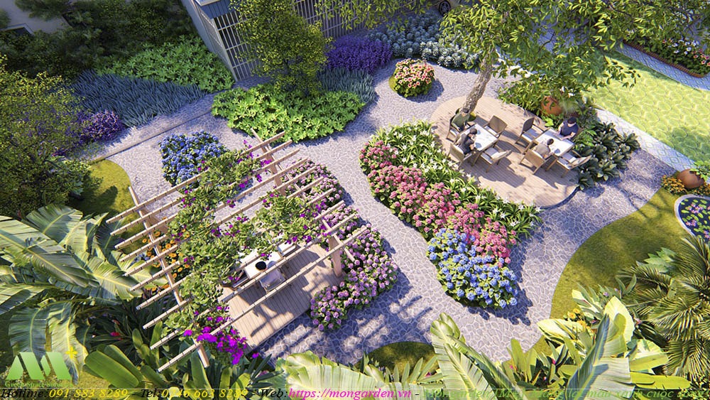 Phương án thiết kế sân vườn biệt thự chị Hà - TP Điện Biên