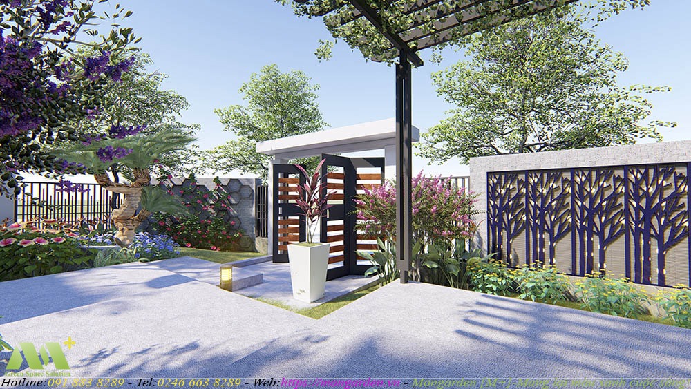 Phương án thiết kế concept sân vườn biệt thự chị Dung TP Thái Nguyên