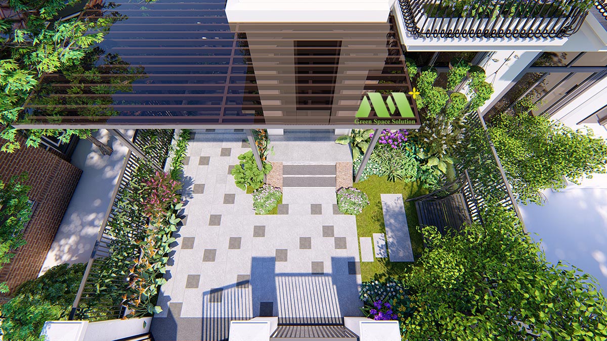 Thiết kế sân vườn anh Thắng khu đô thị Vinhomes Thăng Long