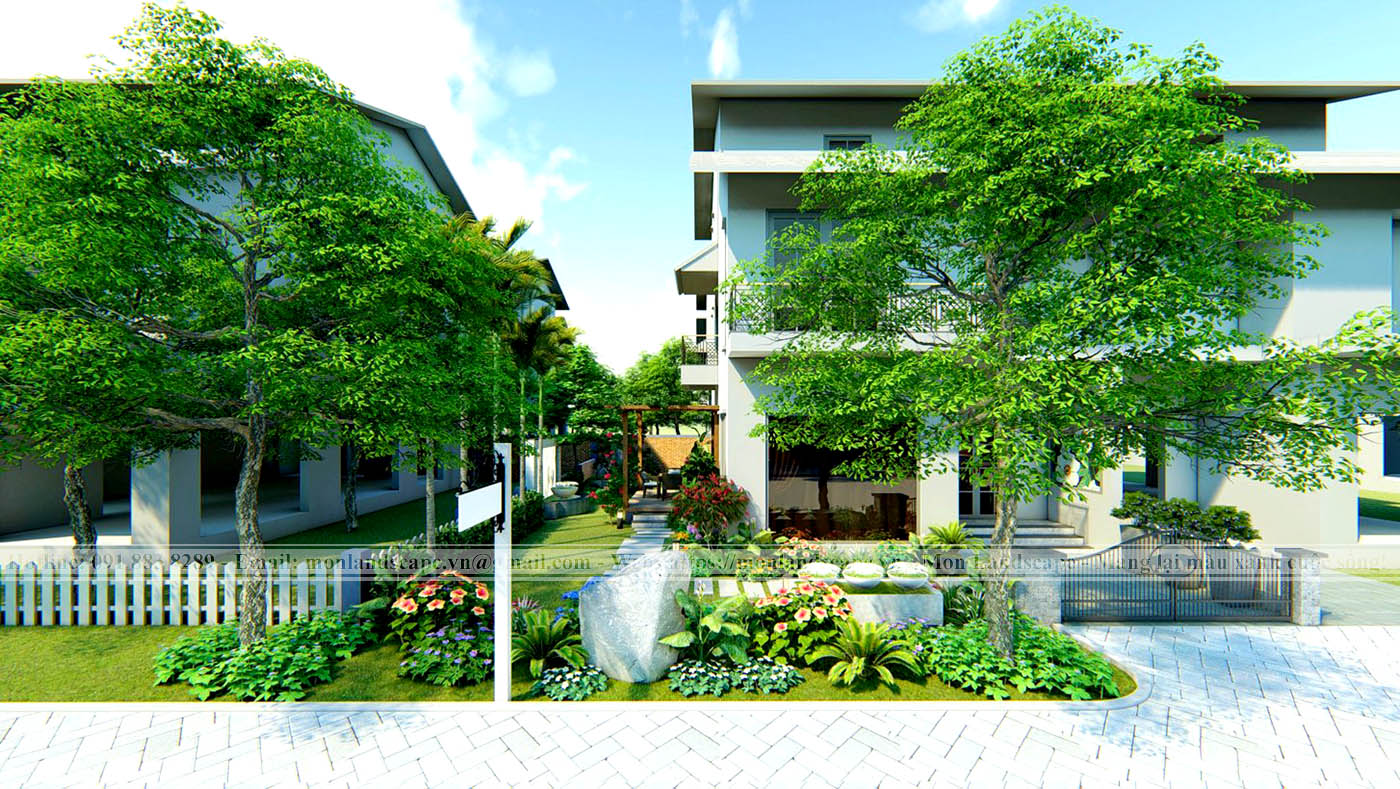 Phương án thiết kế concept 3D sân vườn biệt thự anh Hải khu đô thị Ecopark
