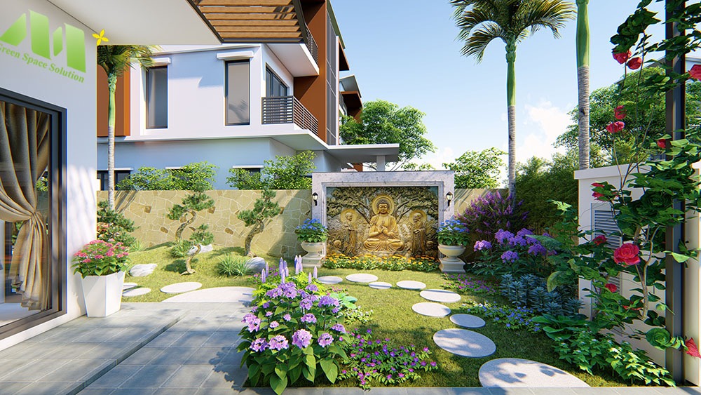 Phương án thiết kế concept 3D công trình sân vườn anh Huy Gamuda Garden