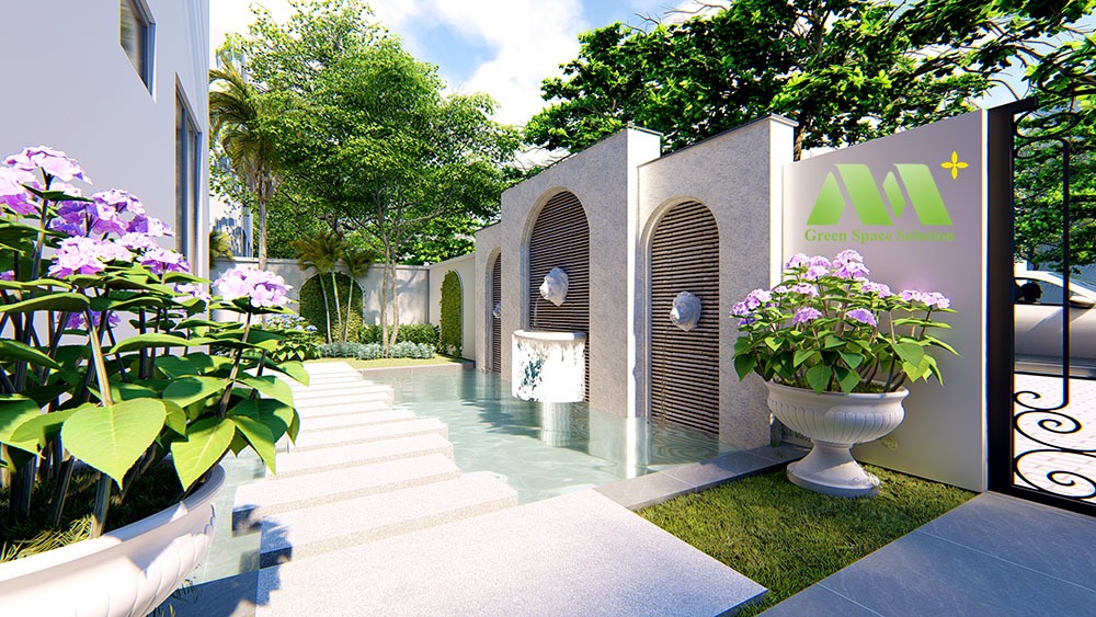 Tiểu cảnh nước trong thiết kế sân vườn biệt thự
