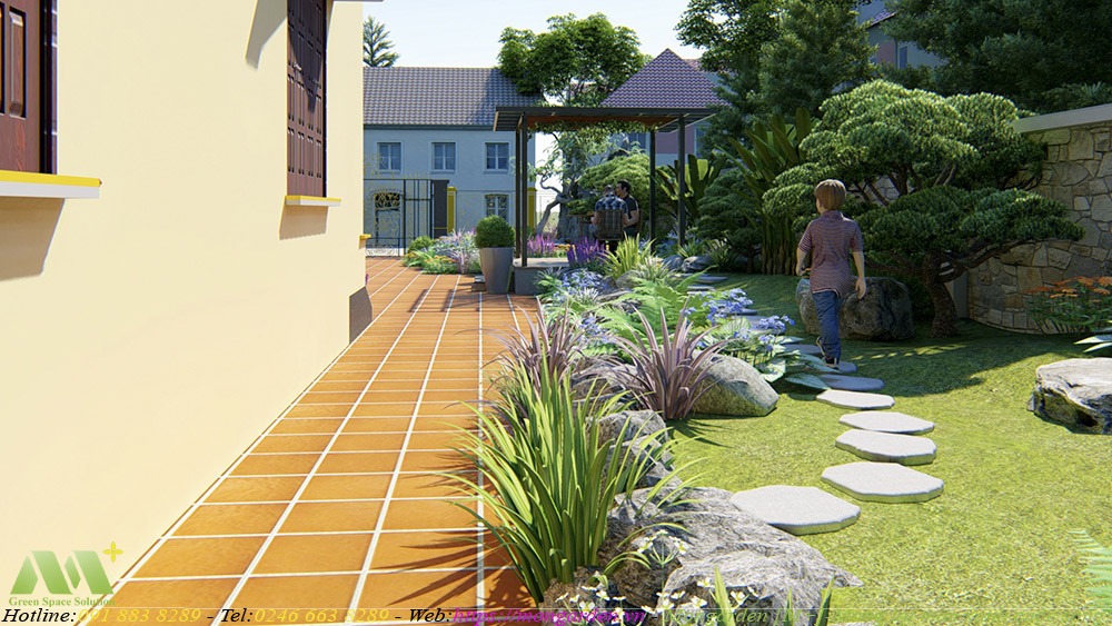 Phương án thiết kế sân vườn nhà anh Hùng – Mongarden