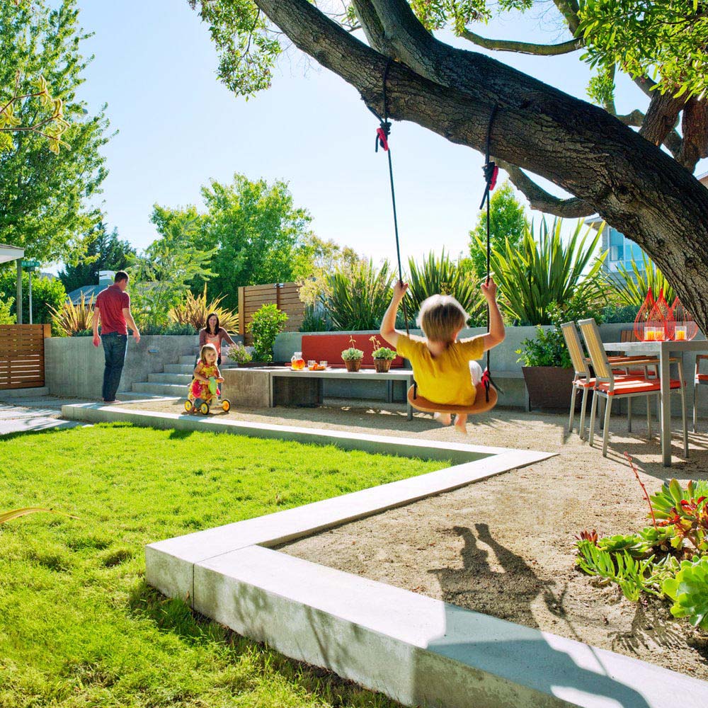 Không gian vui chơi cho trẻ em trong thiết kế sân vườn