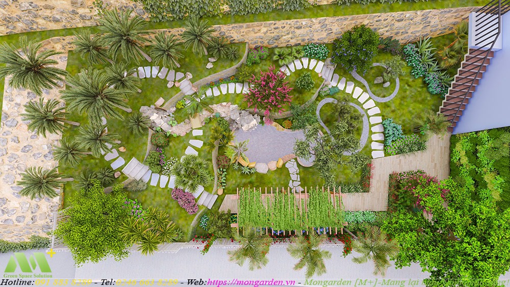 Thiết kế sân vườn biệt thự anh Lê Hùng - Mongarden