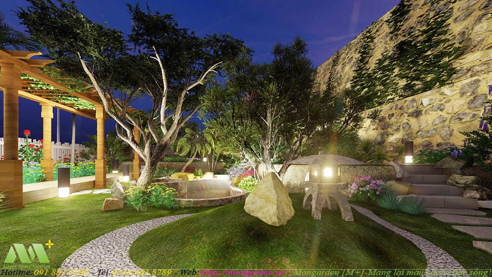 Phương án thiết kế sân vườn biệt thự anh Lê Hùng - Mongarden