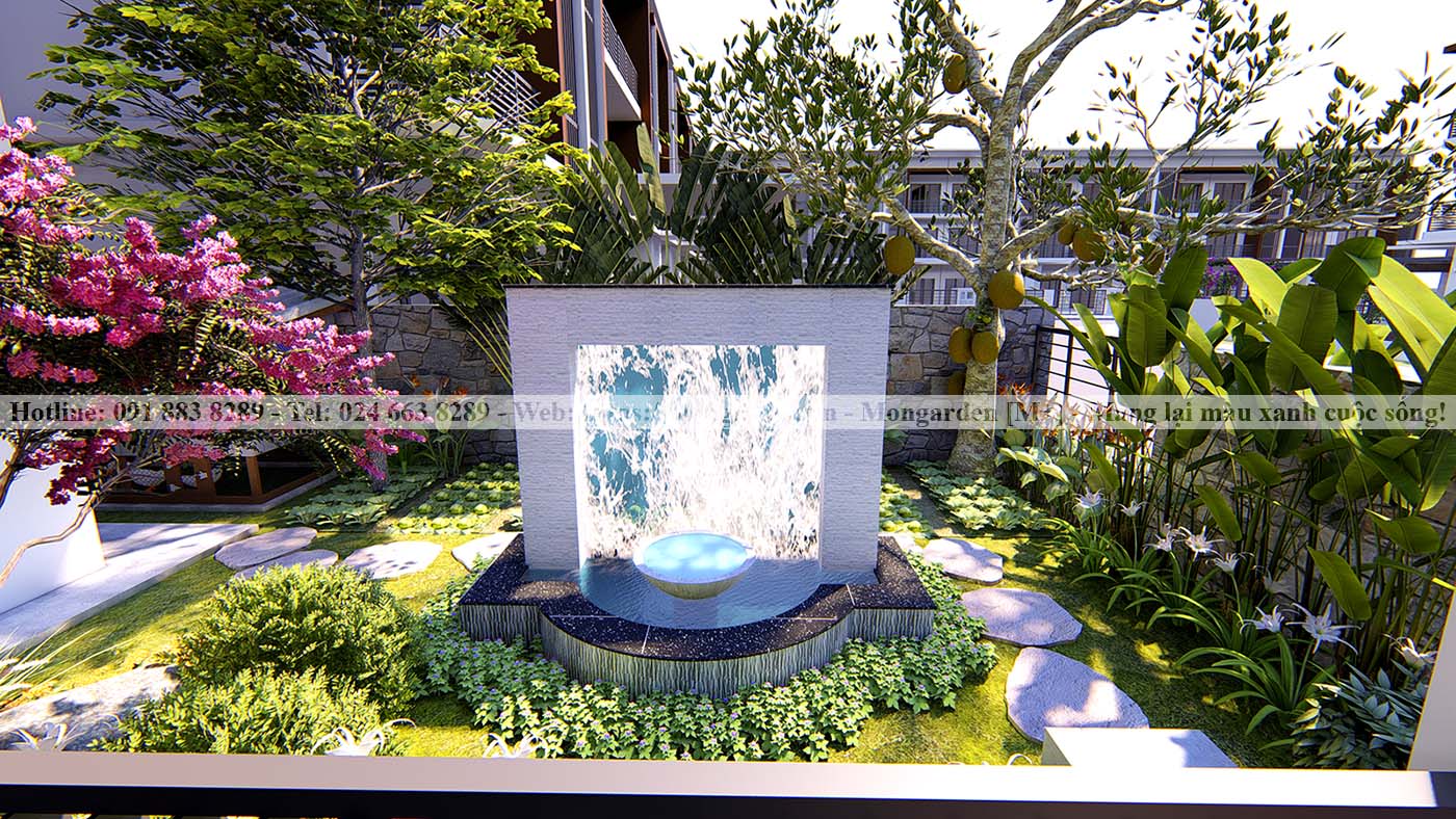 Mẫu thiết kế tiểu cảnh nước cho sân vườn