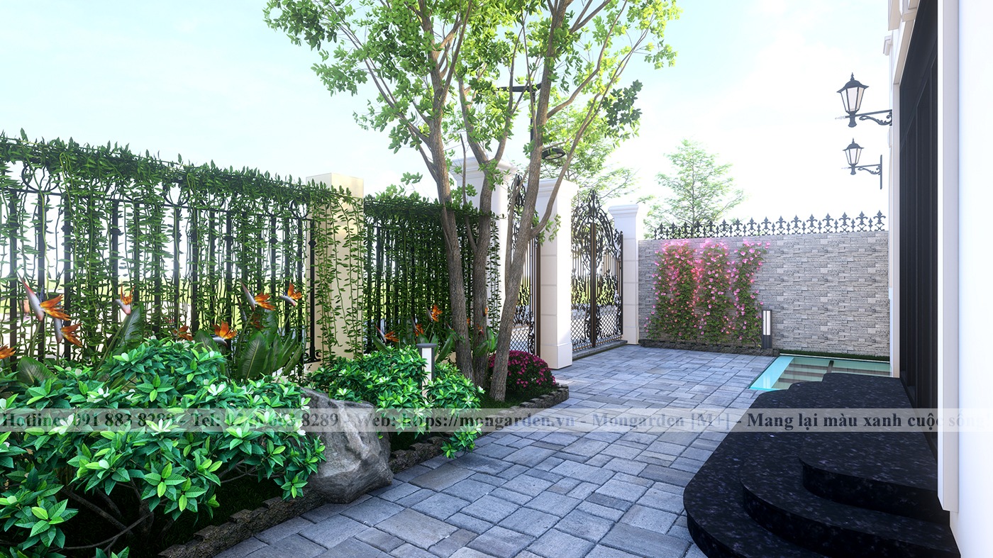Phương án thiết kế sân vườn nhà anh Long - Vinhomes Thăng Long