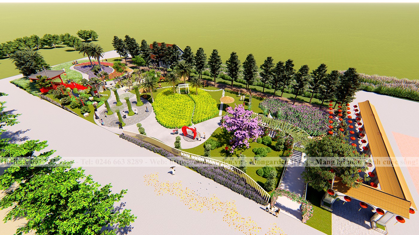 Thiết kế cảnh quan vườn hoa bãi đá sông Hồng.