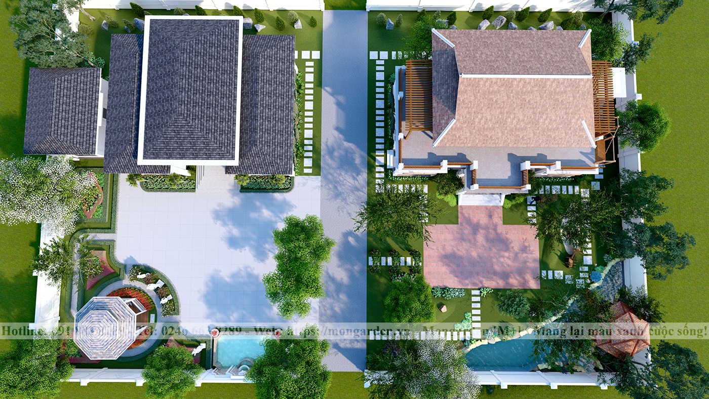 Phương án thiết kế concept 3D cảnh quan sân vườn anh Thìn - Thái Nguyên