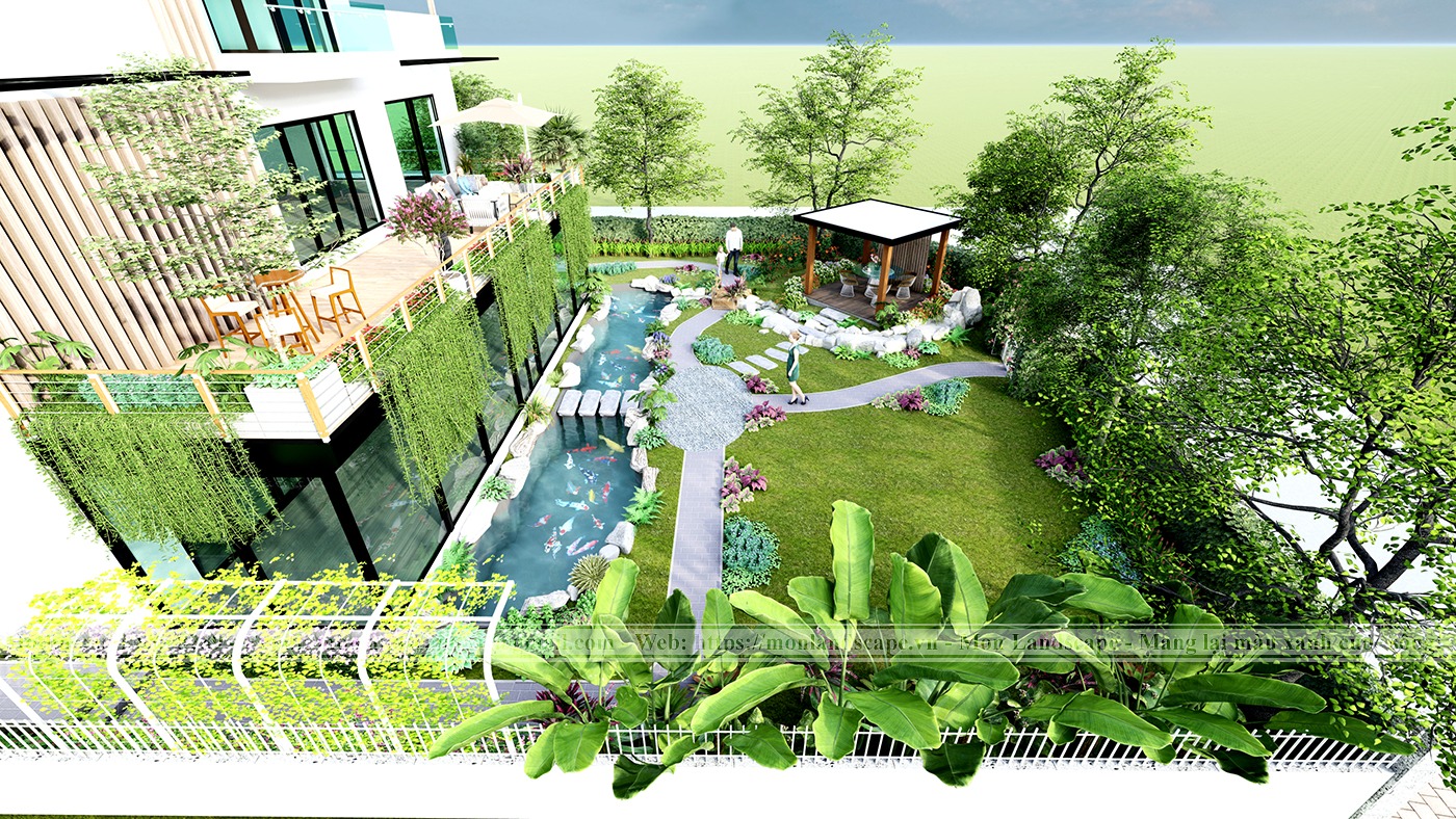 Thiết kế sân vườn chị Oanh KĐT Ecopark