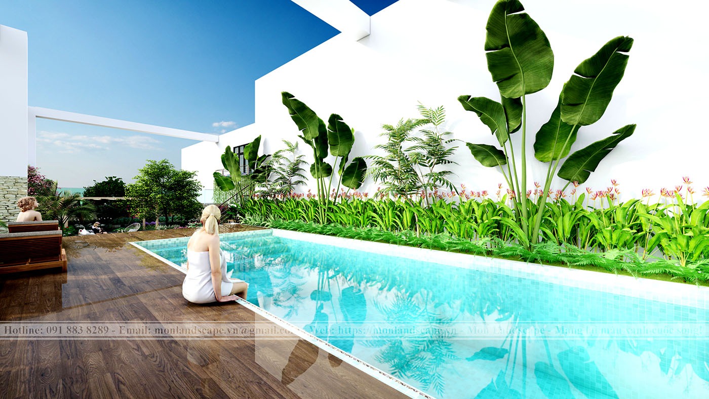 Phương án thiết kế concept 3D vườn trên mái Ecolife
