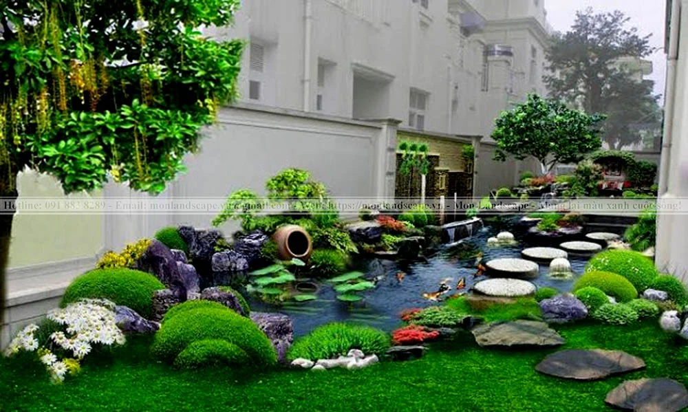 Cách bố trí cây cảnh trong thi công sân vườn