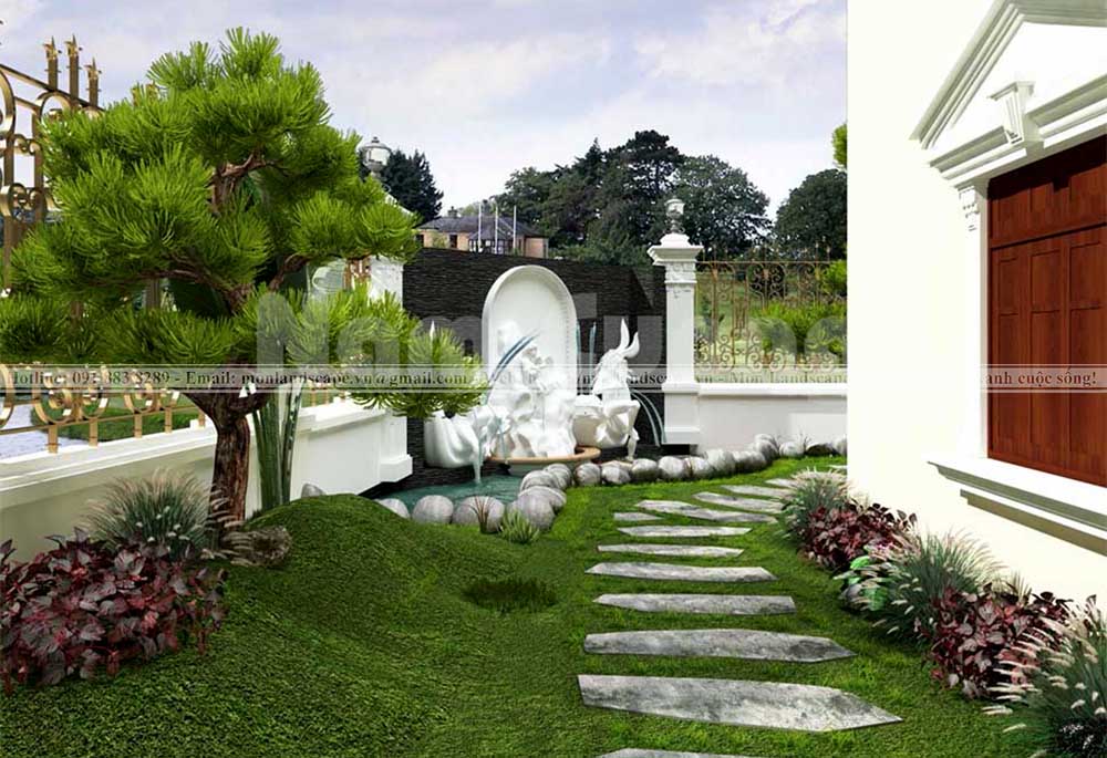 Tiểu cảnh đồi cỏ sân vườn