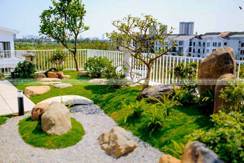 Tiểu cảnh đồi cỏ sân vườn