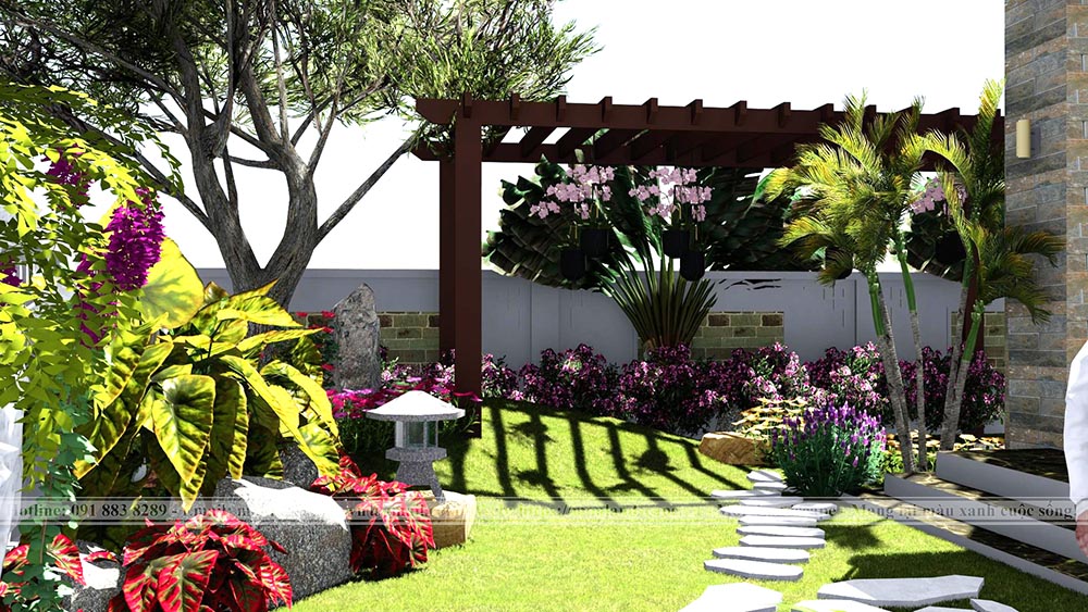 Tiểu cảnh đồi cỏ sân vườn