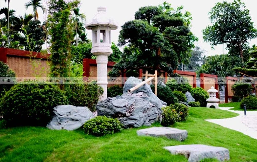 Sử dụng đèn đá Nhật Bản trong cảnh quan sân vườn