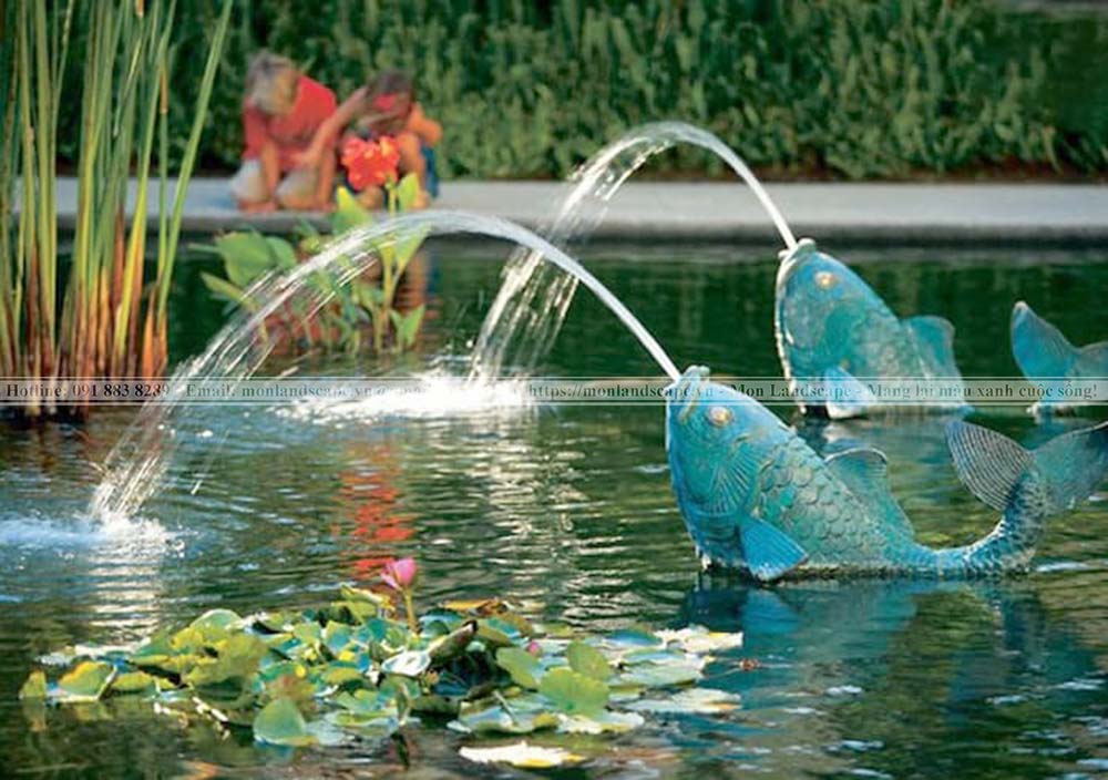 Công trình kết hợp đài phun nước và hồ cá