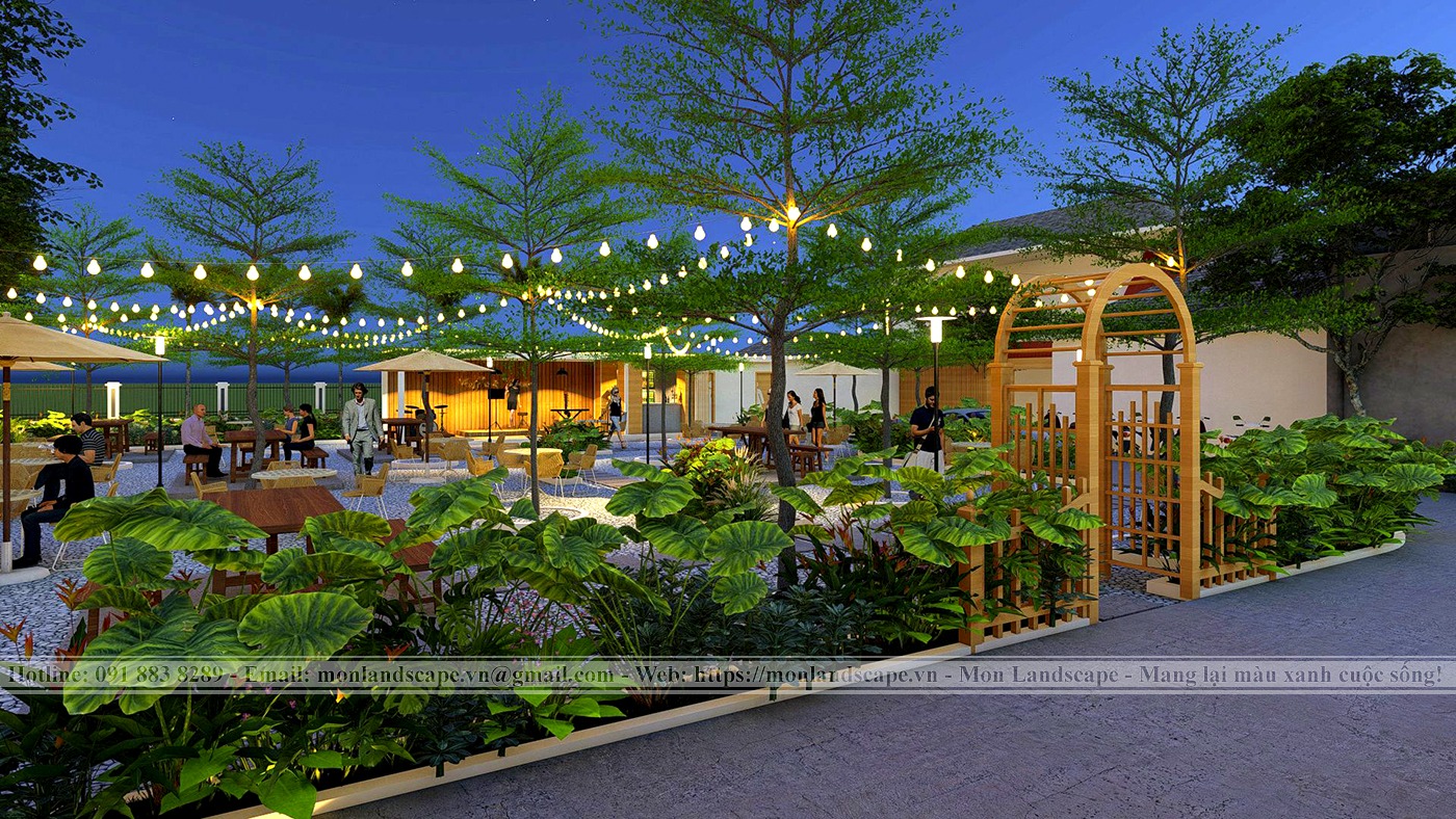 Phương án thiết kế concept 3D quán cà phê sân vườn - Vĩnh Phúc