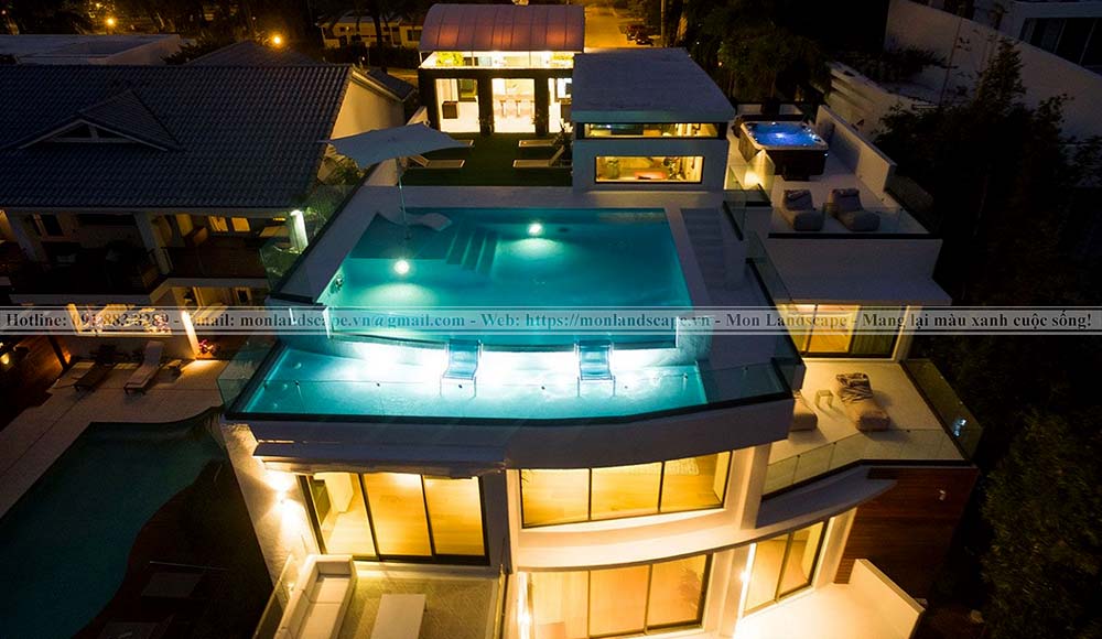 Thiết kế bể bơi trên sân thượng Thiết kế bể bơi trên sân thượng
