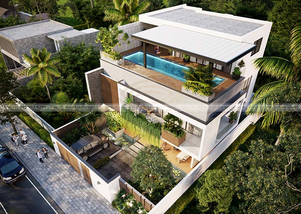 Thiết kế bể bơi trên sân thượng Thiết kế bể bơi trên sân thượng