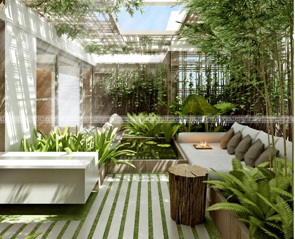 Thiết kế tiểu cảnh sân vườn sau nhà