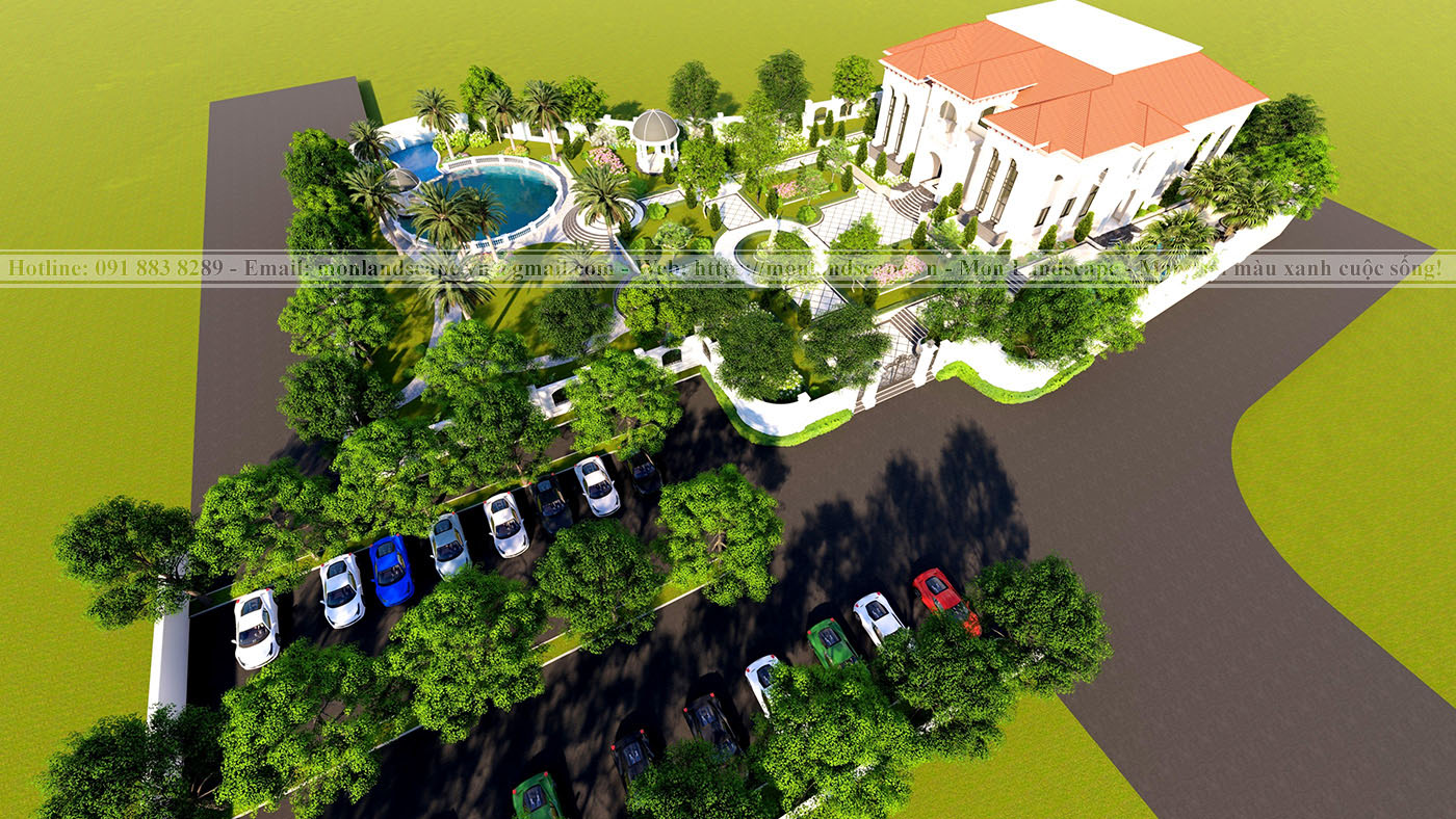 Phương án thiết kế concept 3D sân vườn anh Phú - Hà Tĩnh