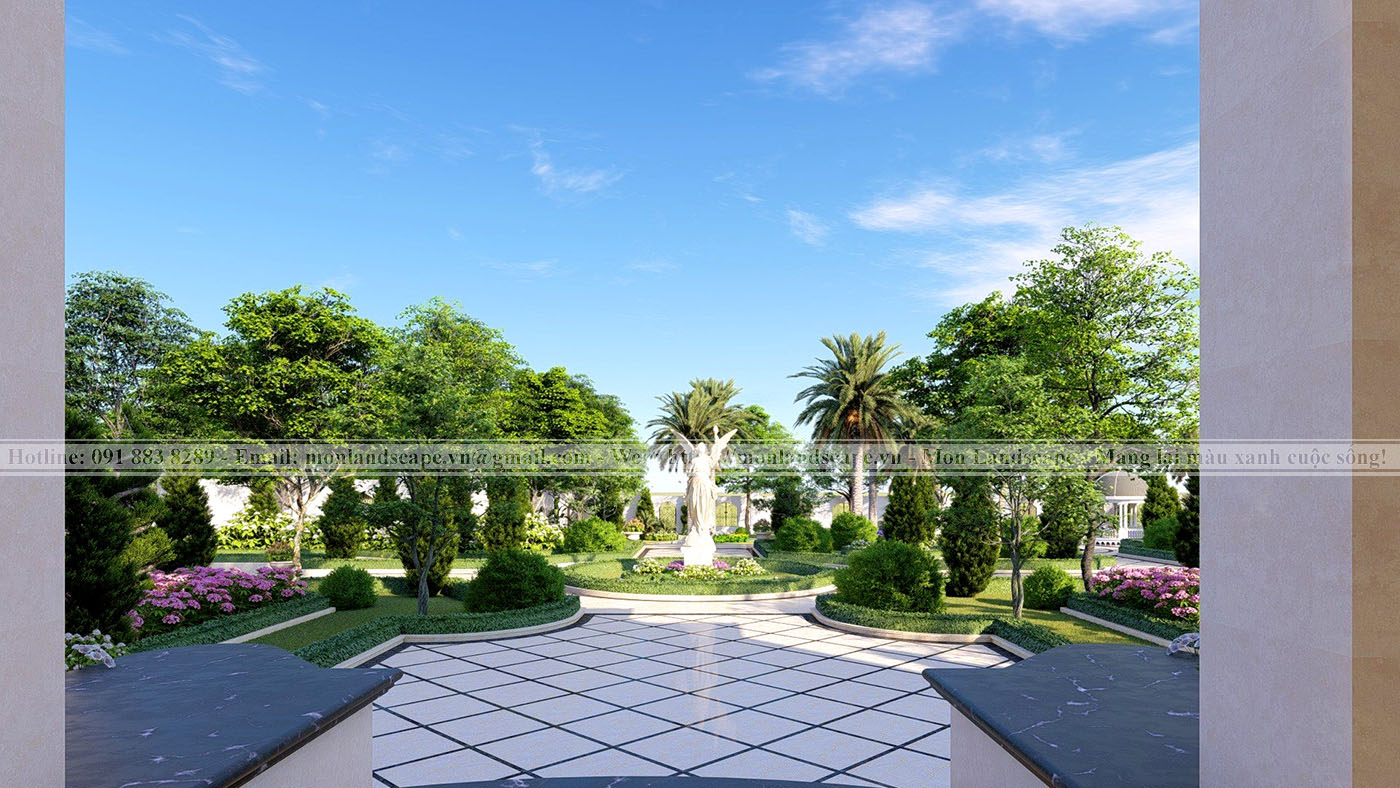 Phương án thiết kế concept 3D sân vườn anh Phú - Hà Tĩnh
