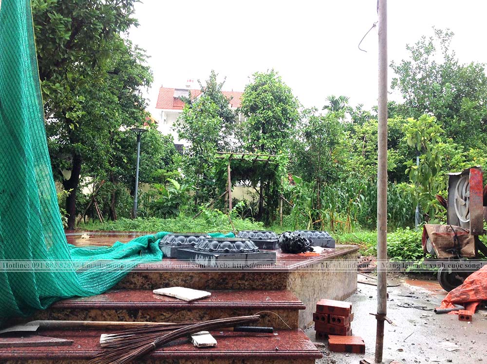 Hiện trạng sân vườn anh Chung TP Ninh Bình