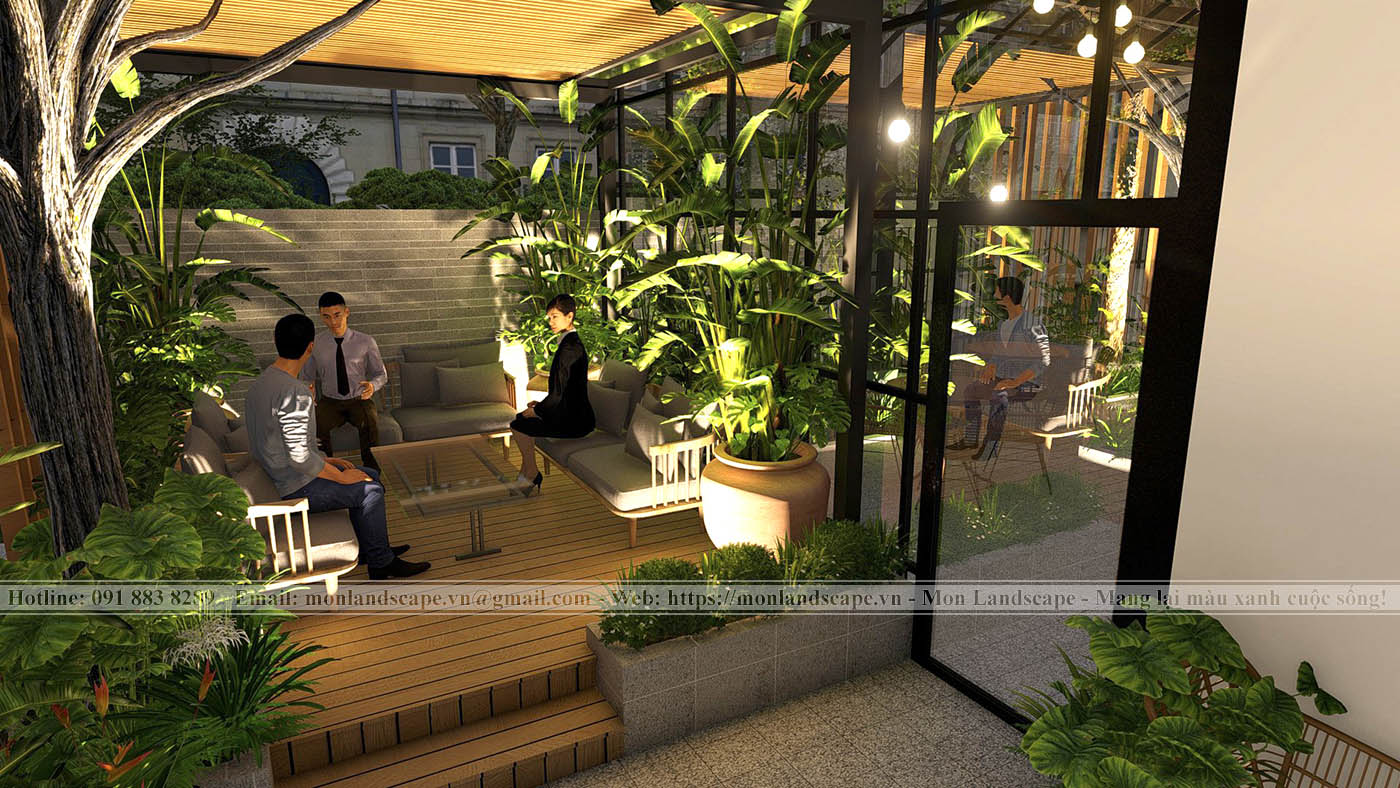 Phương án thiết kế concept 3D quán cafe khu đô thị Ecopark, Hưng Yên