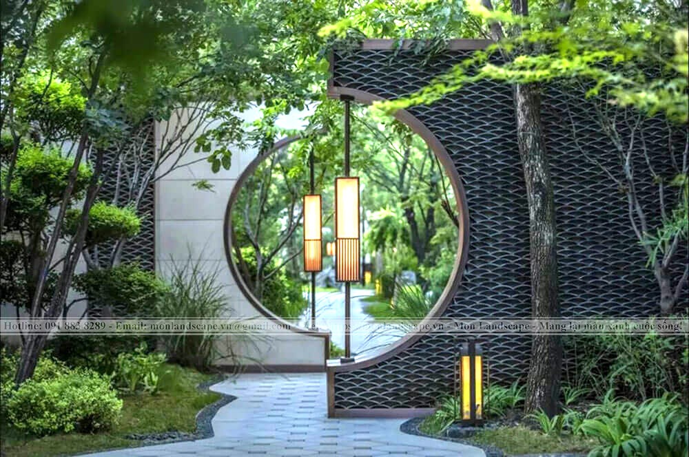 Cổng vòm trong phong cách sân vườn Trung Quốc