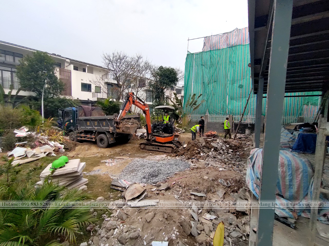 Chuẩn bị mặt bằng thi công sân vườn