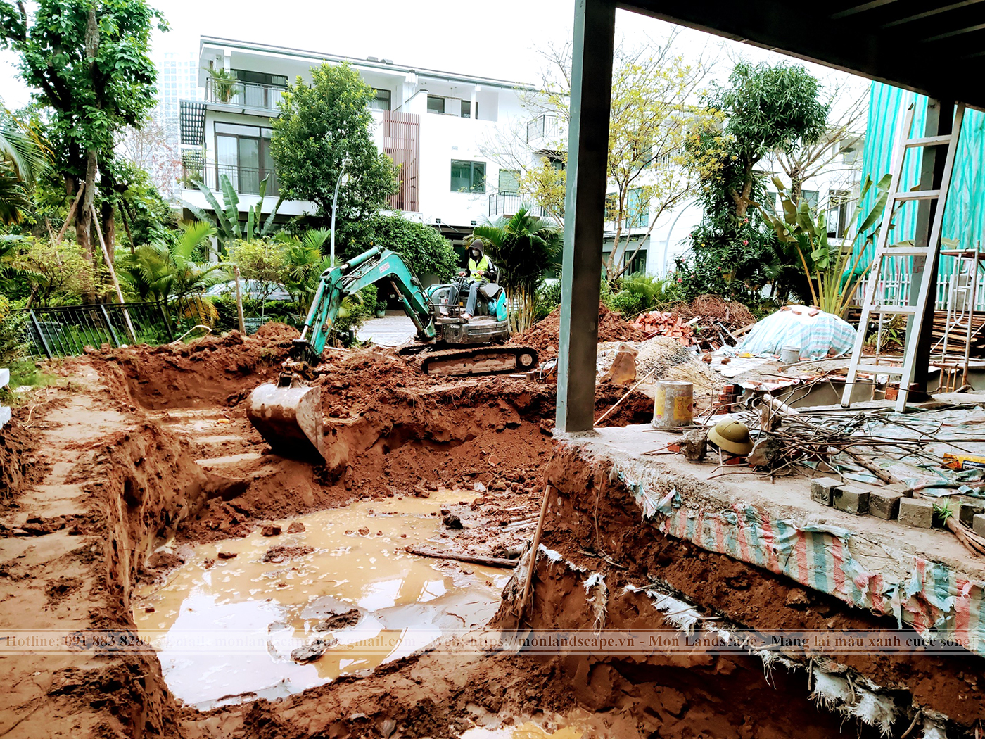 Chuẩn bị mặt bằng thi công sân vườn