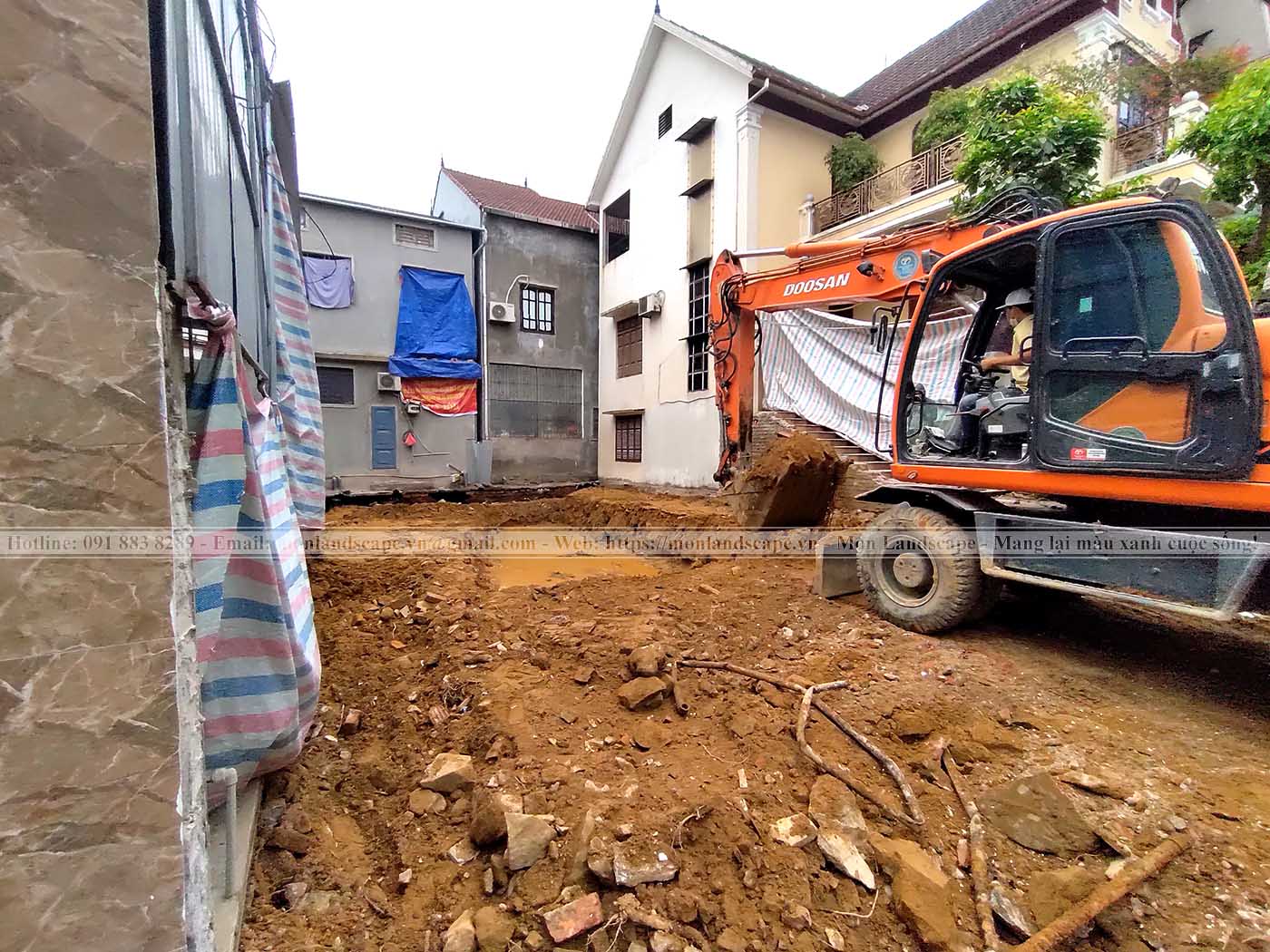 Chuẩn bị mặt bằng thi công sân vườn