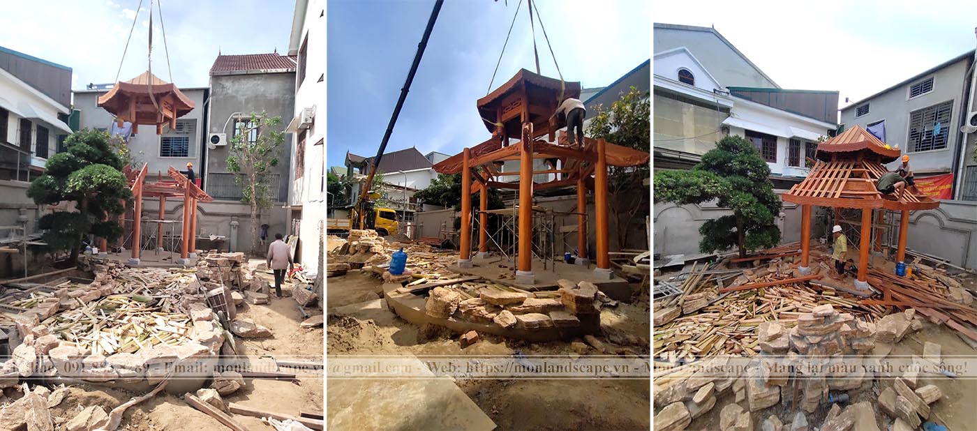 Hạng mục chòi, tiểu cảnh, hồ cá Koi trong thi công sân vườn.