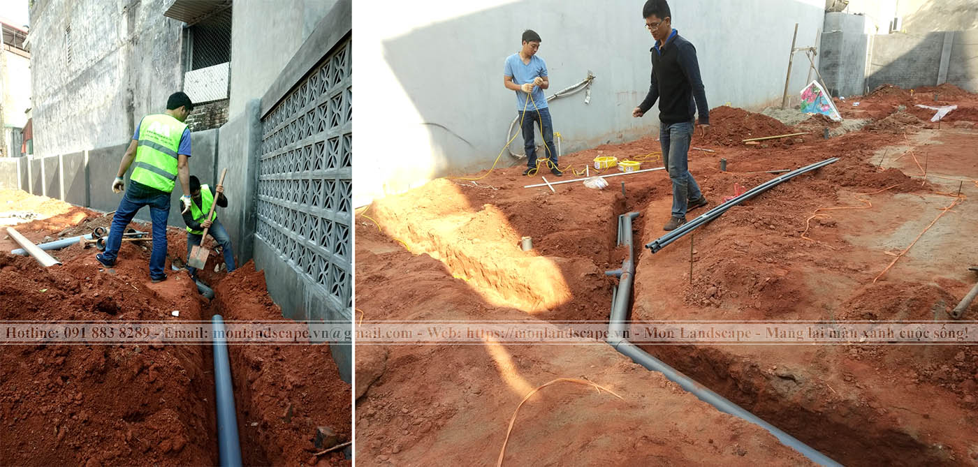 Hạng mục thoát nước thi công sân vườn
