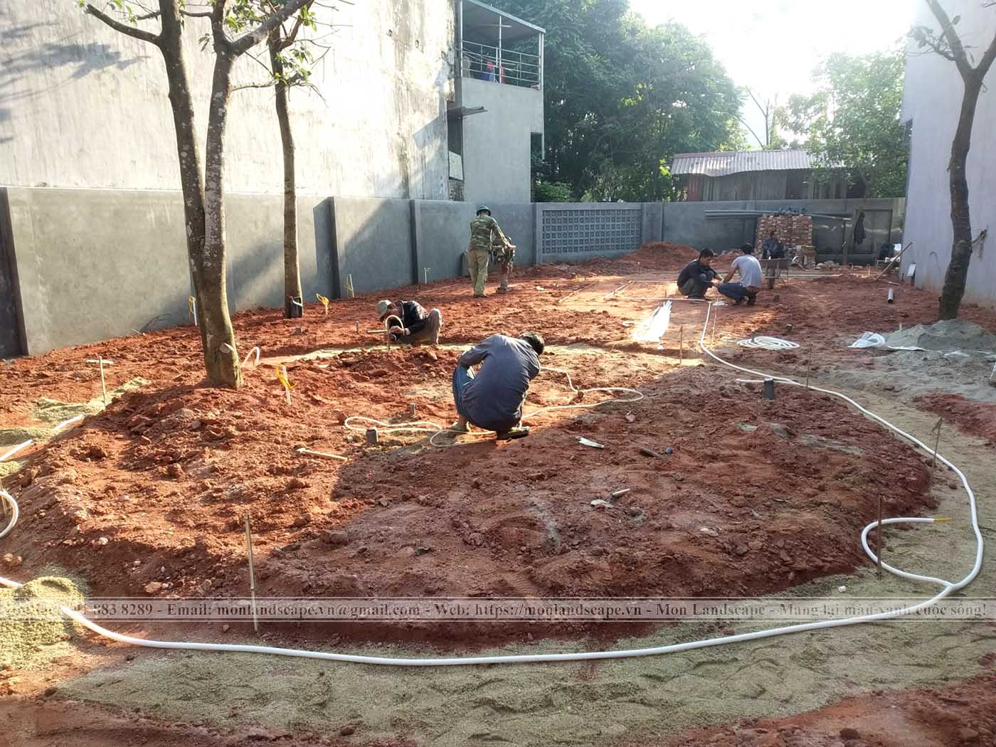 Hạng mục thoát nước, tưới tự động và điện chiếu sáng trong thi công sân vườn