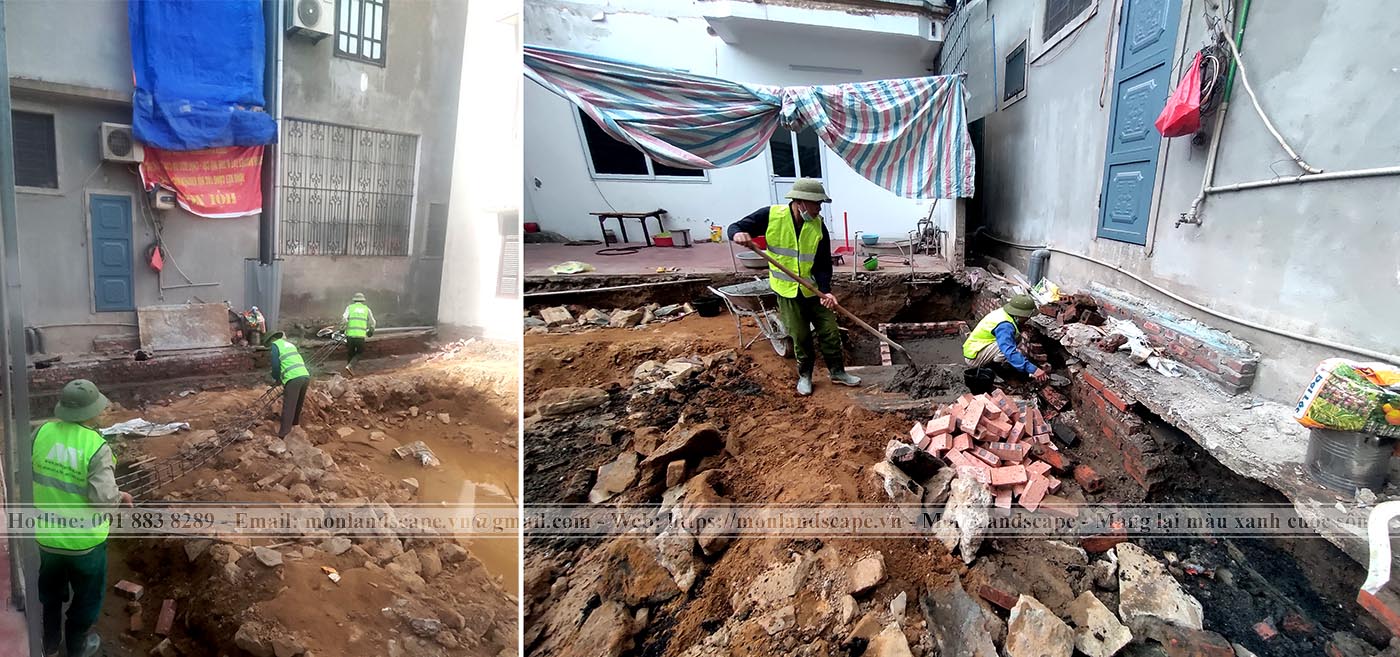 Hạng mục xây tường bao trong thi công sân vườn