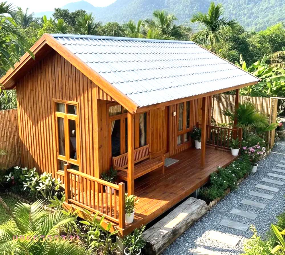 Mẫu bungalow thiết kế theo kiểu nhà truyền thống bằng gỗ